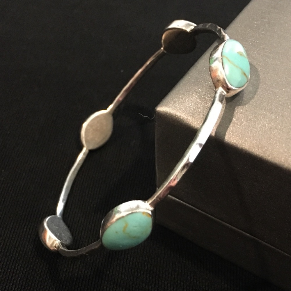 German Silver Turquoise Bangle Bracelet